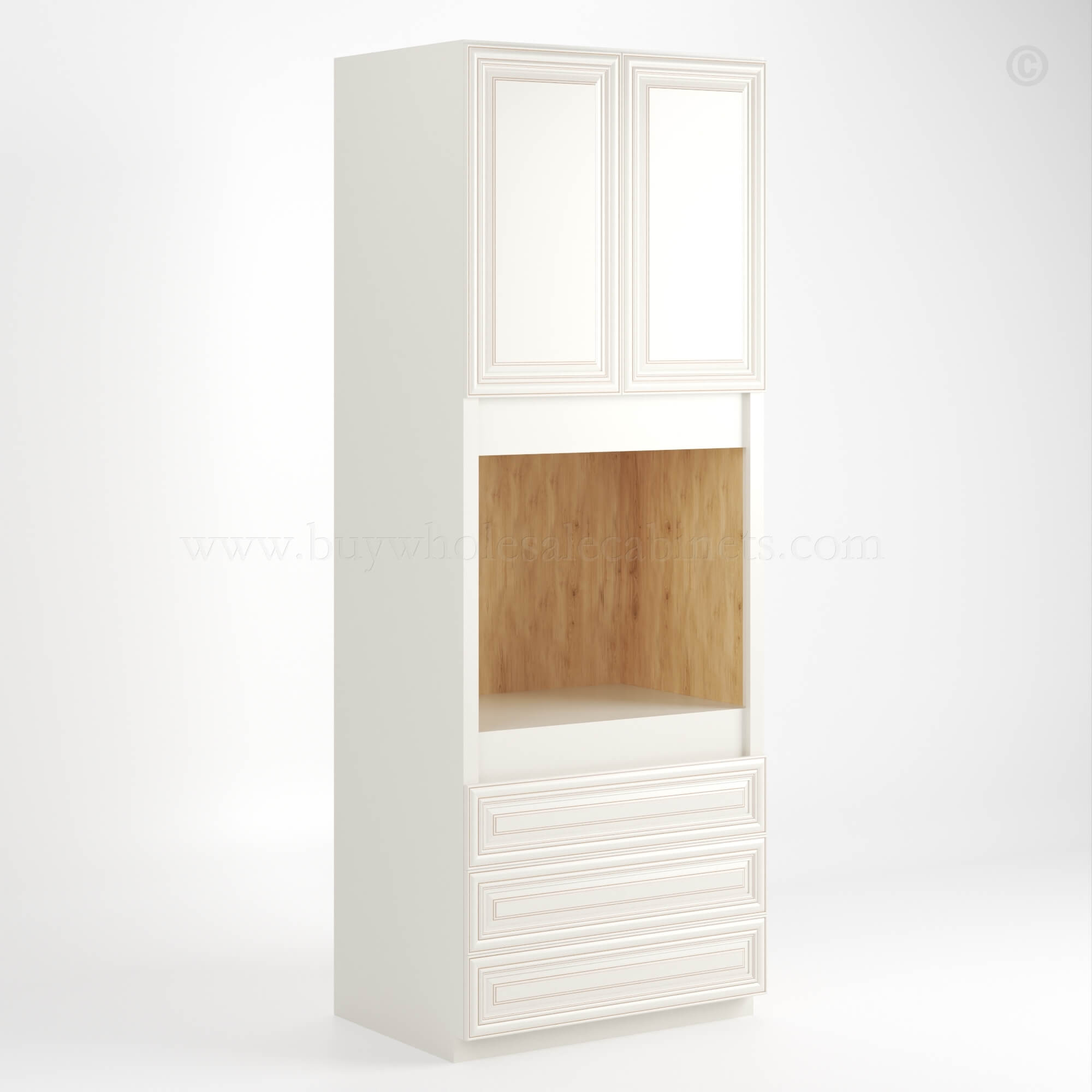 Charleston White Raised Panel 30 W Oven Pantry Cabinet