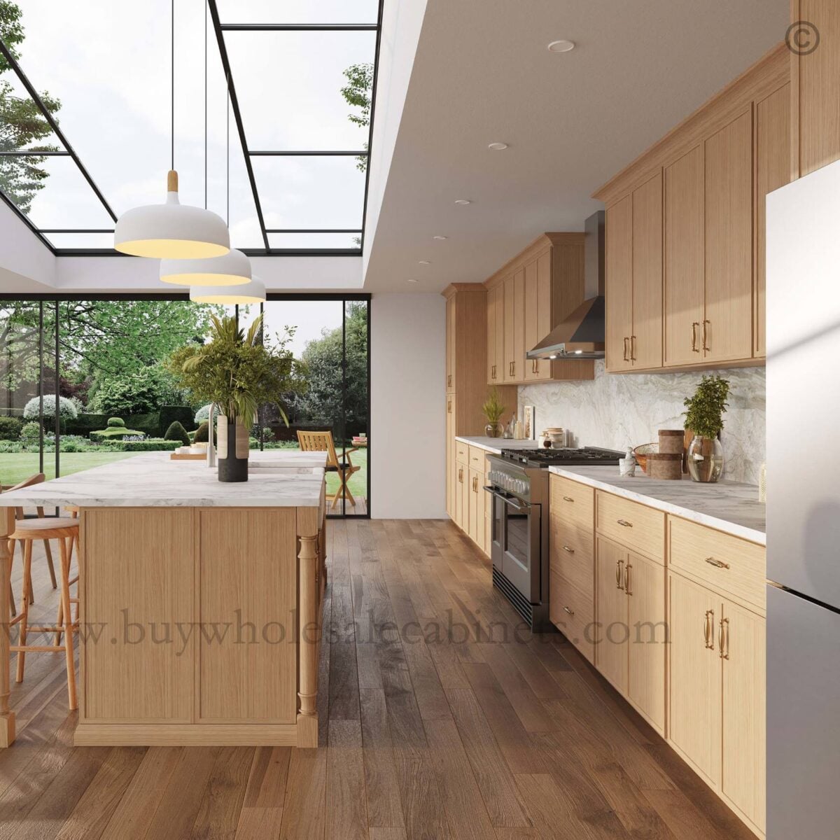 White Oak Kitchen Cabinets 1