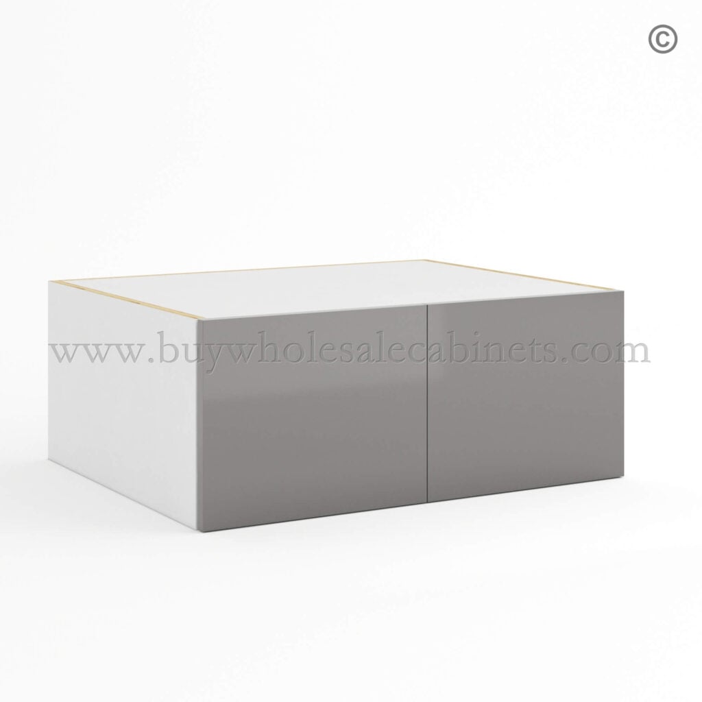 Frameless Gloss Gray 24D Refrigerator Wall Cabinet with Double Door 12H, wholesale cabinets, wall cabinets