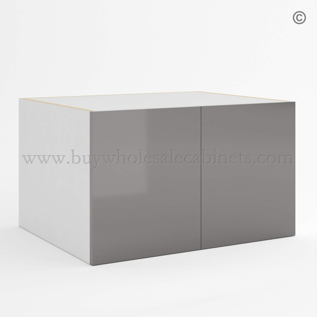 Frameless Gloss Gray 24D Refrigerator Wall Cabinet with Double Door, rta cabinets, wall cabinets