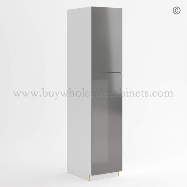 Frameless Gloss Gray Tall Pantry Cabinet with 2 Doors, wholesale cabinets, frameless cabinets