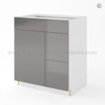 Frameless Gloss Gray Double Drawer Single Dummy Drawer Vanity Combo Base Cabinet 30W, wholesale cabinets, frameless cabinets