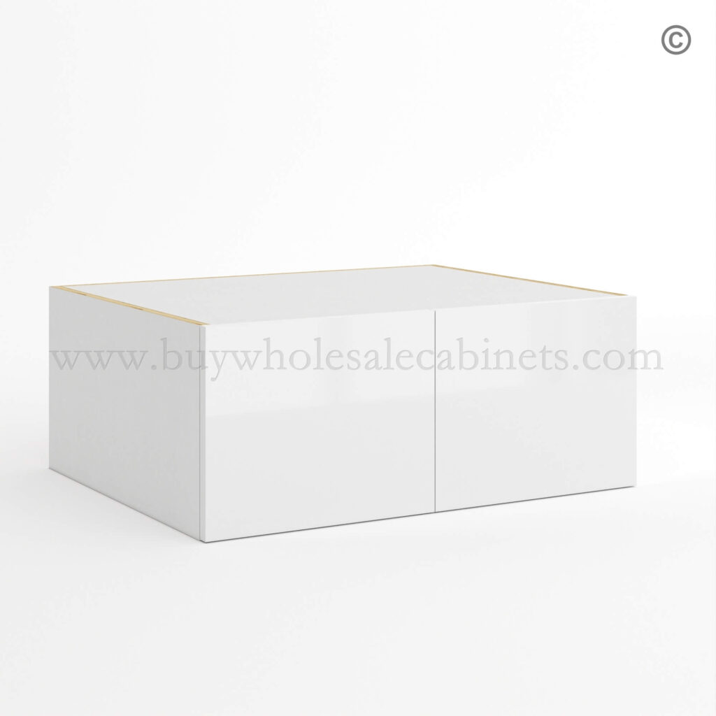 Frameless Gloss White 24D Refrigerator Wall Cabinet with Double Door 12H, wholesale cabinets, white wall cabinets