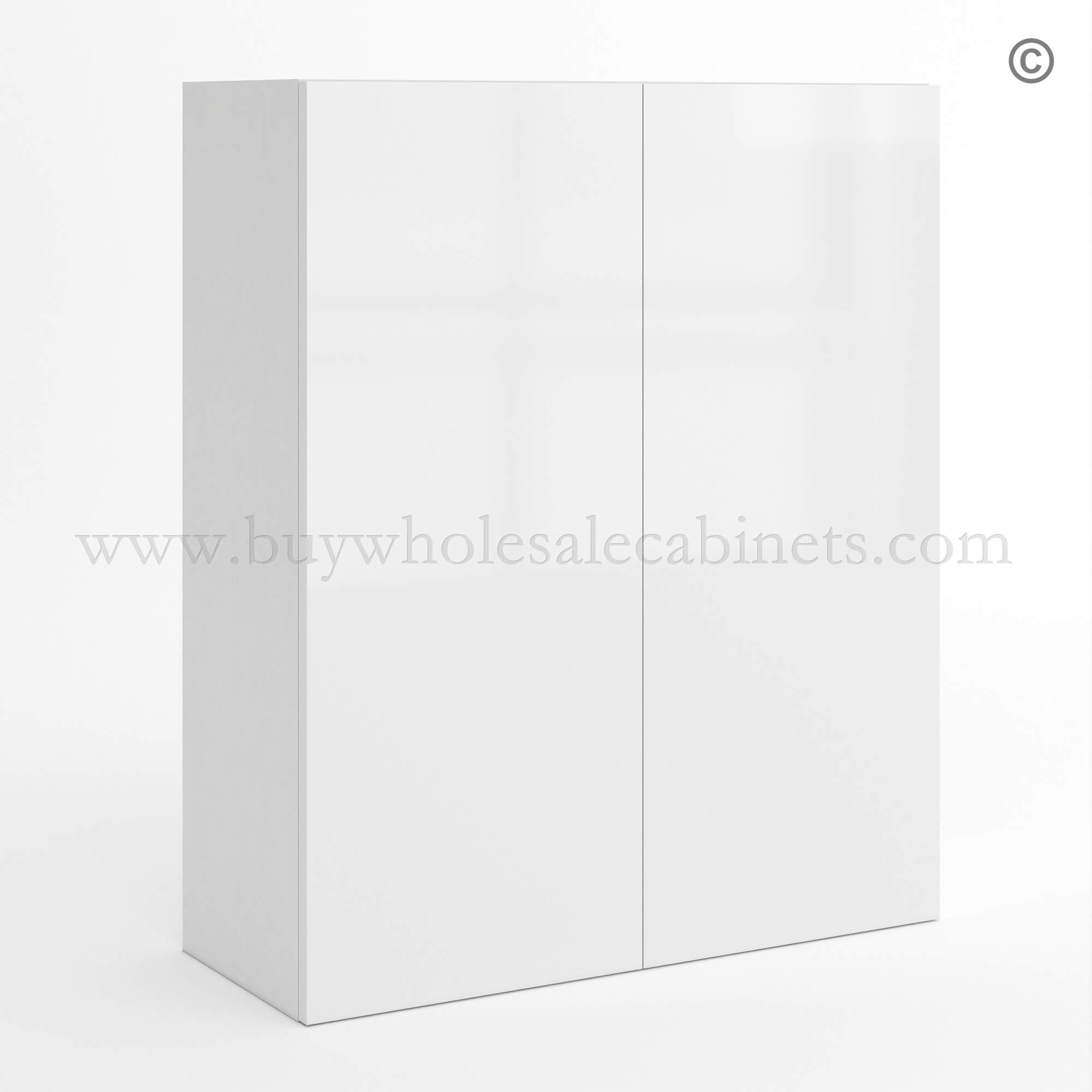 Frameless Gloss White 36″H Double Door Wall Cabinet, rta cabinets, white frameless cabinets