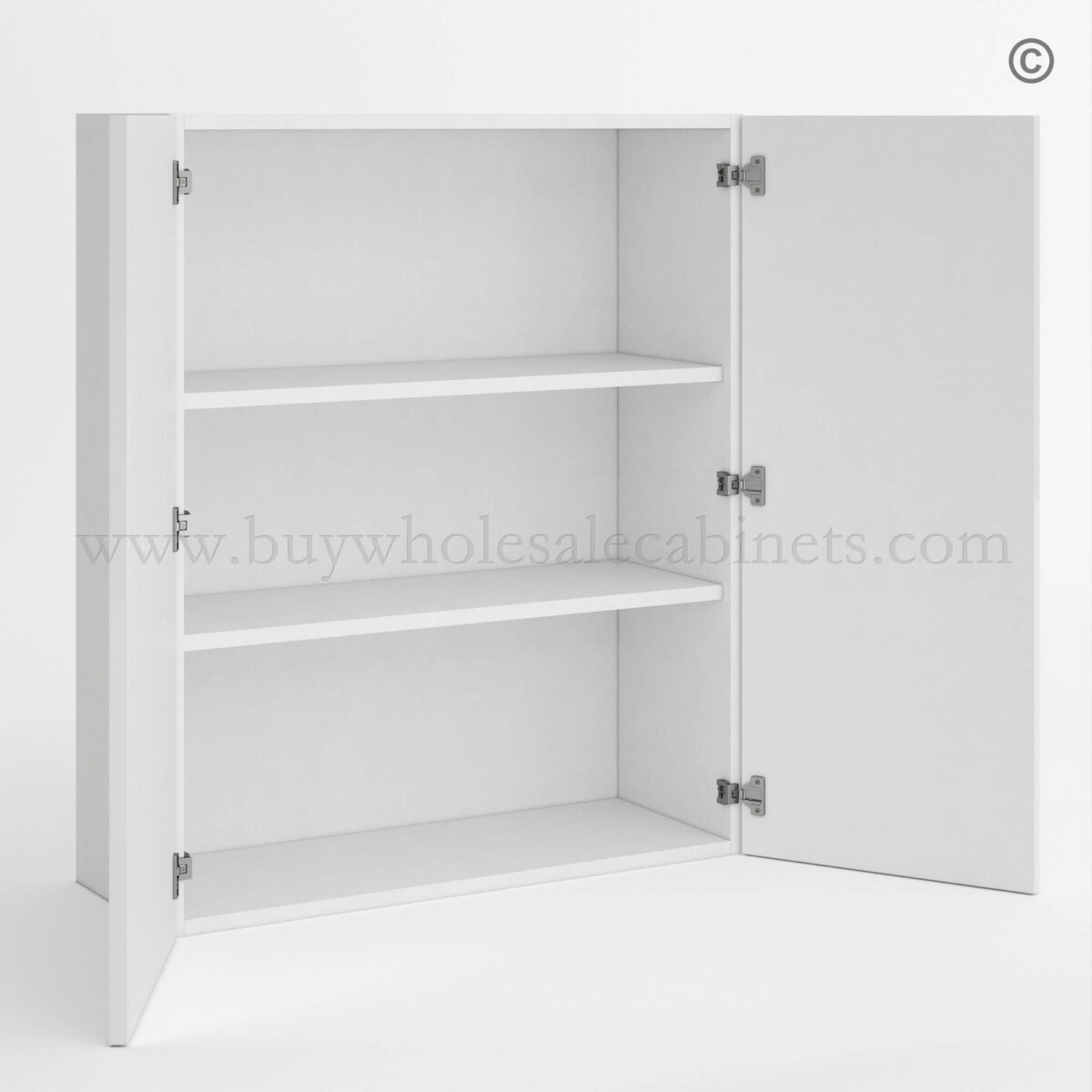 Frameless Gloss White 36H Double Door Wall Cabinet, rta cabinets, frameless cabinets