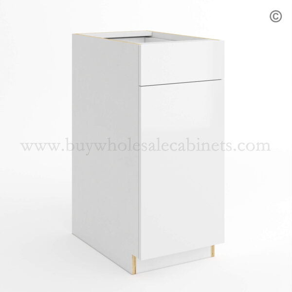 Frameless Gloss White Base Cabinet Single Door and Drawer, rta cabinets, base cabinets