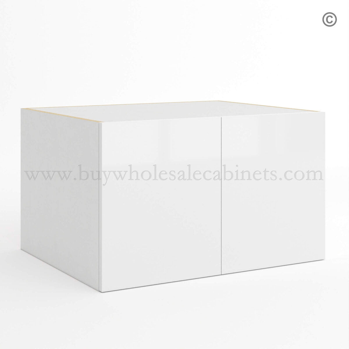 Frameless Gloss White 24D Refrigerator Wall Cabinet with Double Door, wholesale cabinets, white wall cabinets