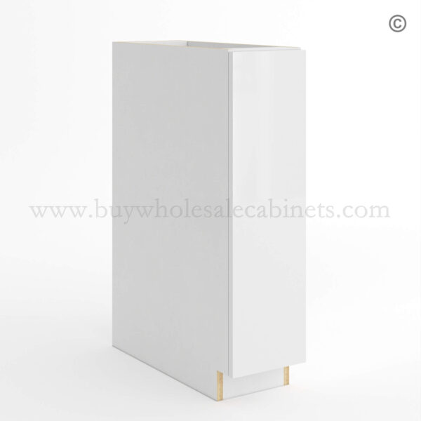 Frameless Gloss White Full Height Single Door Base Cabinet, rta cabinets, white base cabinets