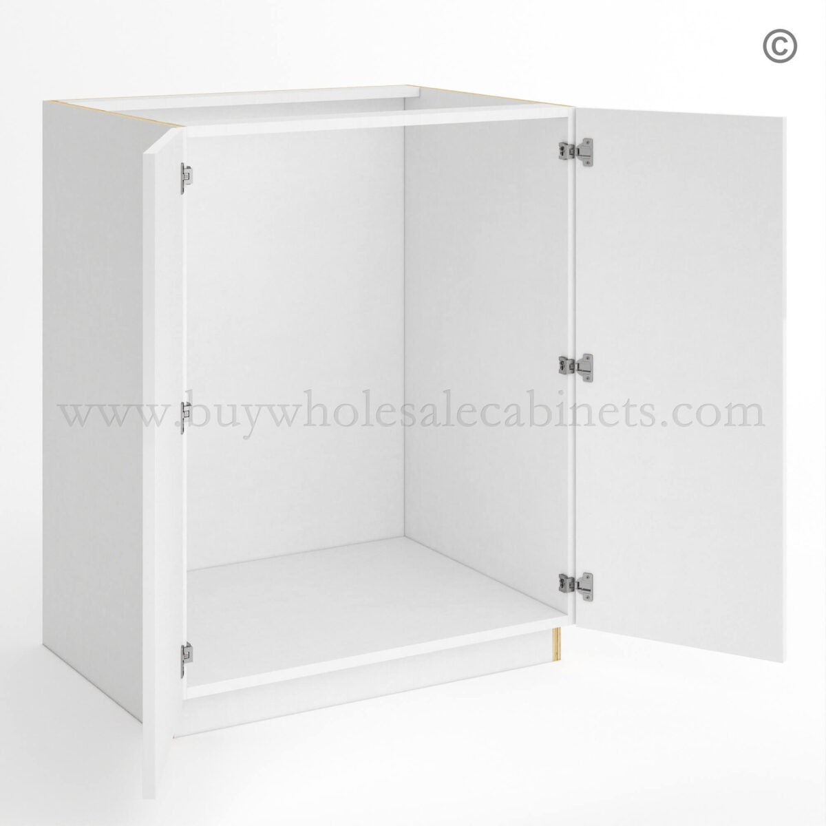 Frameless Gloss White Full Height Double Door Base Cabinet, rta cabinets, base cabinets