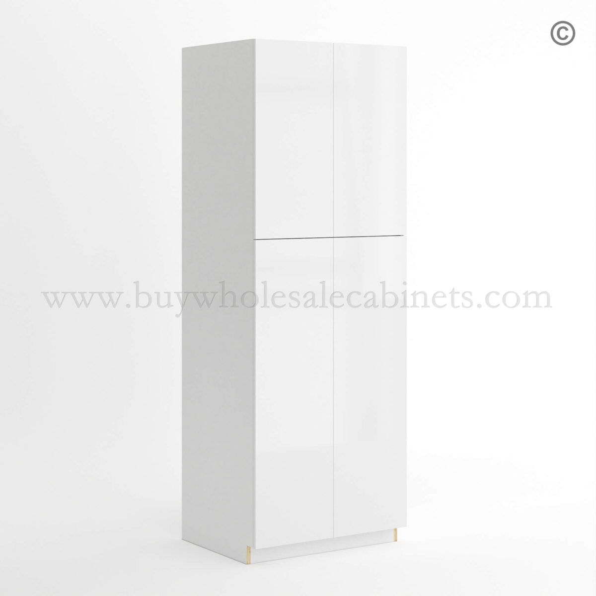 Frameless Gloss White Tall Pantry Cabinet with 4 Doors, rta cabinets, frameless cabinets