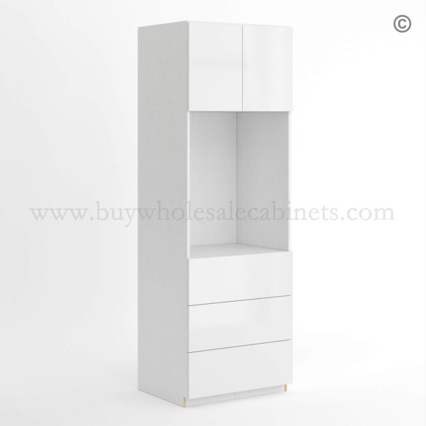 Frameless Gloss White Oven Pantry Cabinet 33W, rta cabinets, frameless cabinets