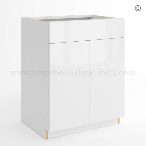 Frameless Gloss White Double Door Single Dummy Drawer Vanity Sink Base, wholesale cabinets, vanity cabinets