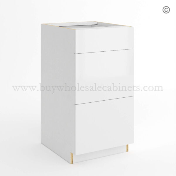 Frameless Gloss White Three Drawer Base Vanity Cabinet, wholesale cabinets, vanity cabinets