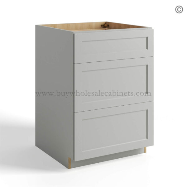 Dorian Gray Shaker Base cabinet with 3 Drawers, gray kitchen cabinets, rta cabinets