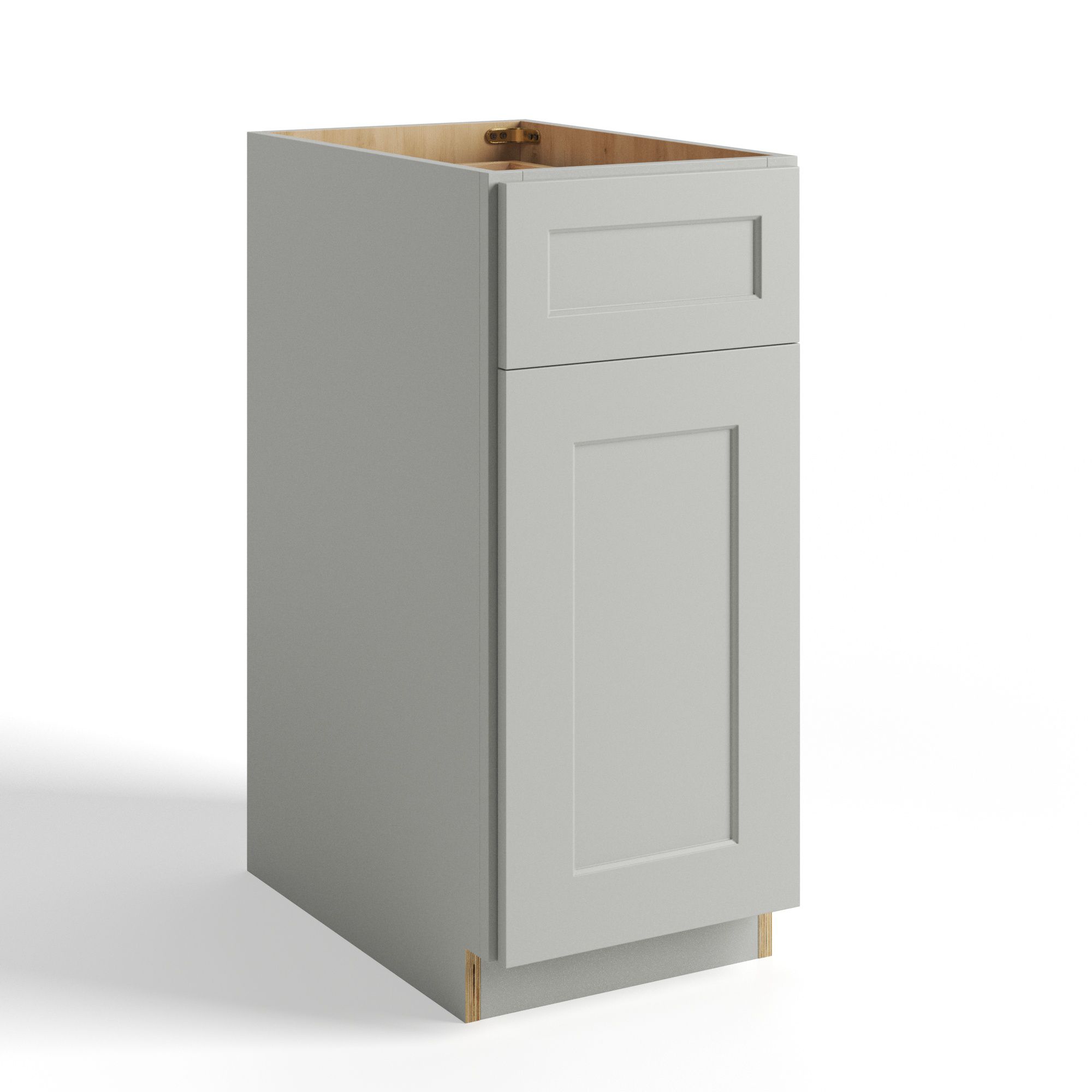 Gray High Gloss Frameless Trash Base Cabinet, rta cabinets, wholesale cabinets