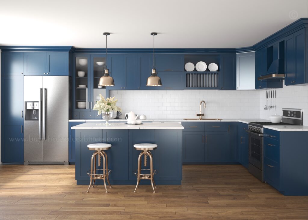 blue kitchen cabinets, rta cabinets, wholesale cabinets