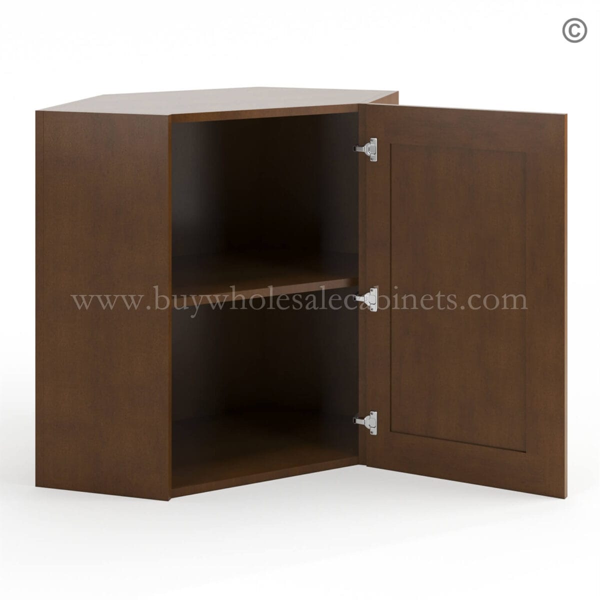 Frameless Classic Chestnut 24" Wide Wall Diagonal Door - 1 Door, 1 Shelf - Image 2