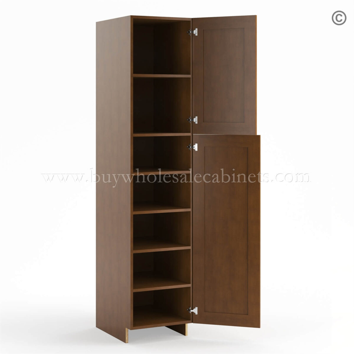 Frameless Classic Chestnut Pantry Cabinet - Single Door - Image 2