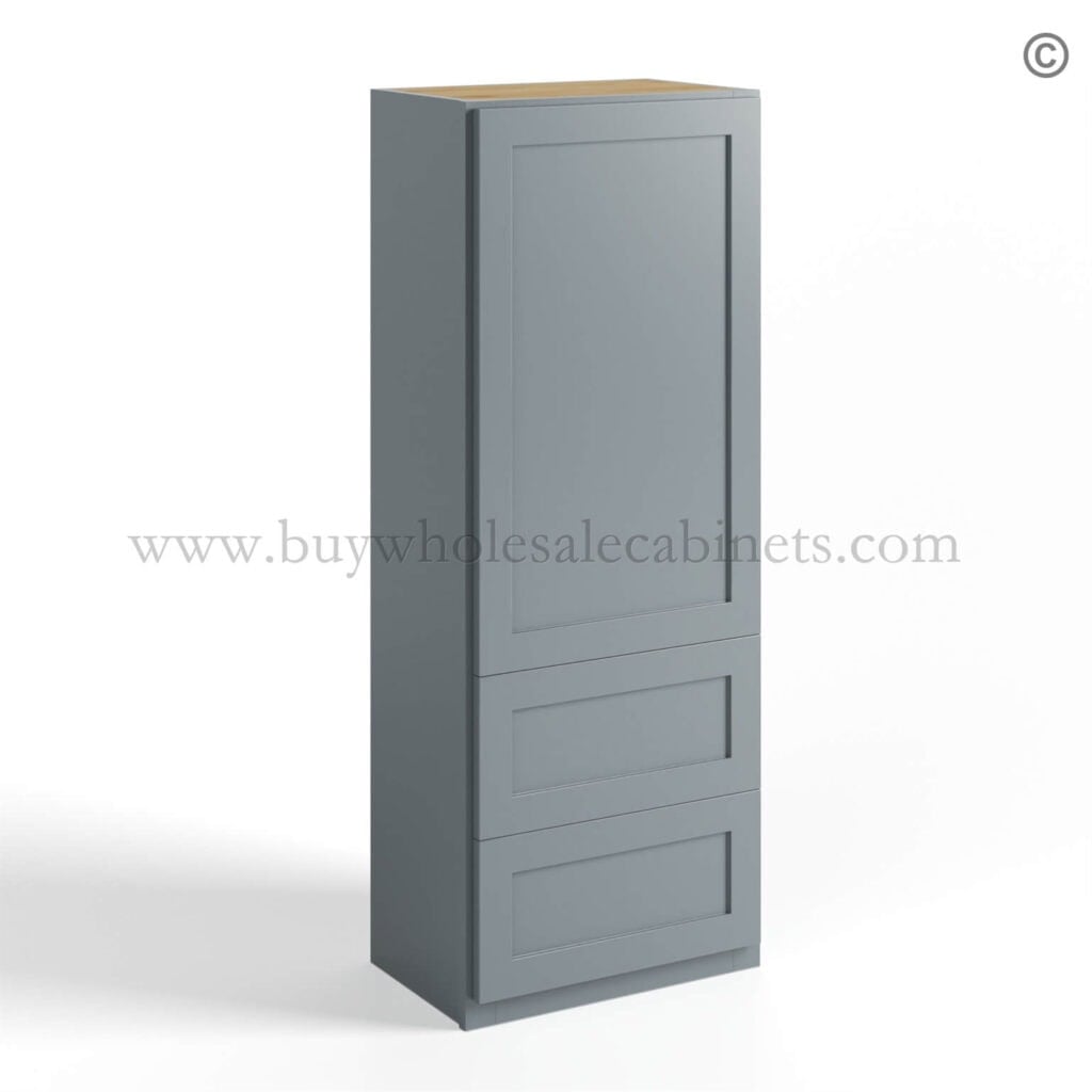 Gray Shaker 18 W Wall Cabinet with Two Drawers