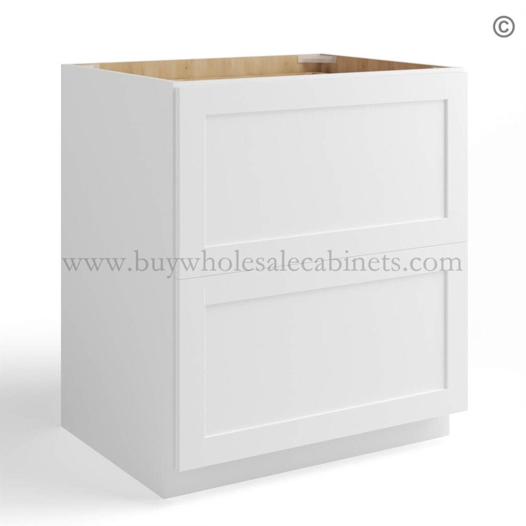 White Shaker Two Drawer Base, rta cabinets