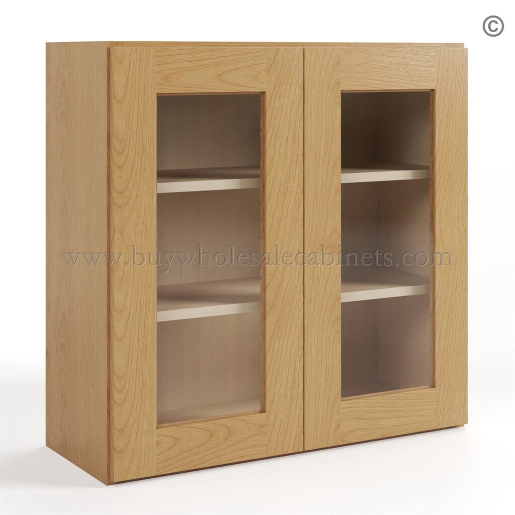 Treasure Chest Shaker 30 H Double Door Wall Cabinet with Glass Door, wall cabinet