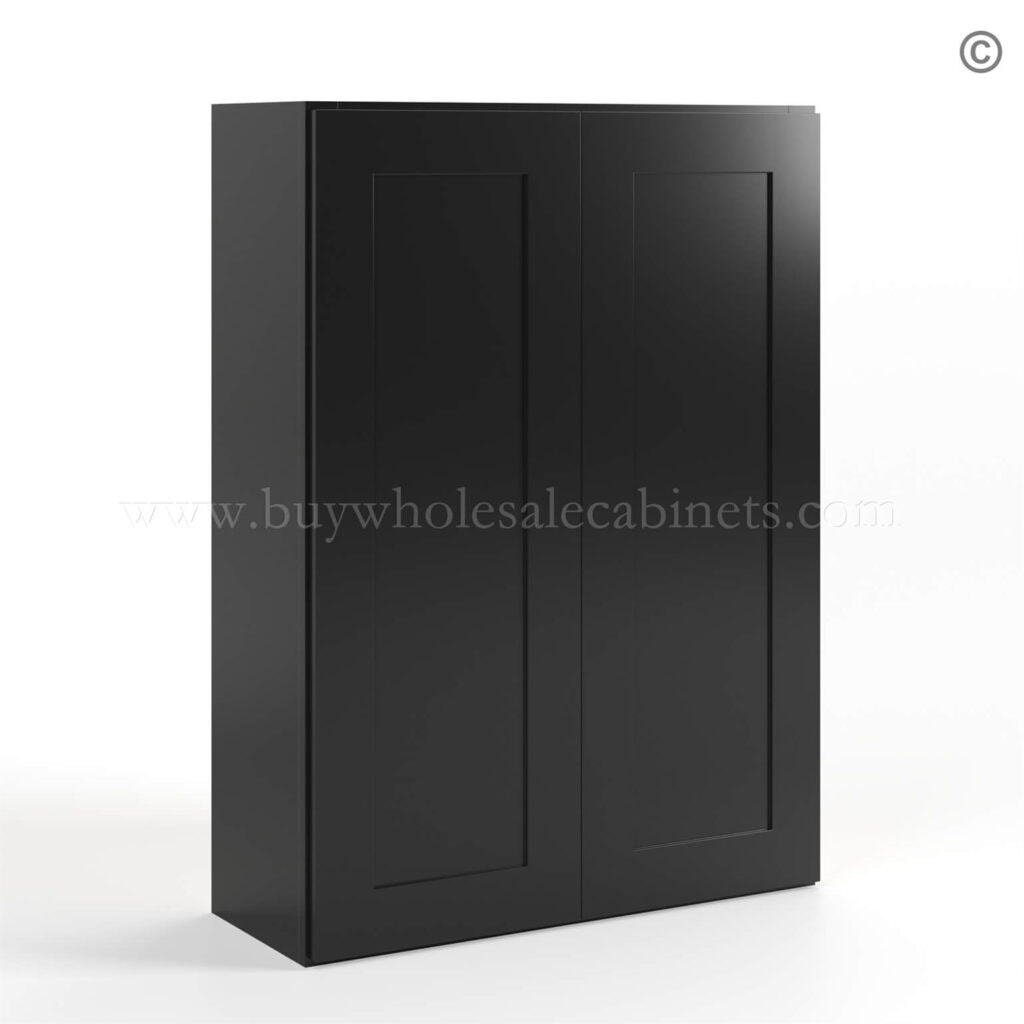 black Shaker 42 H Double Door Wall Cabinet