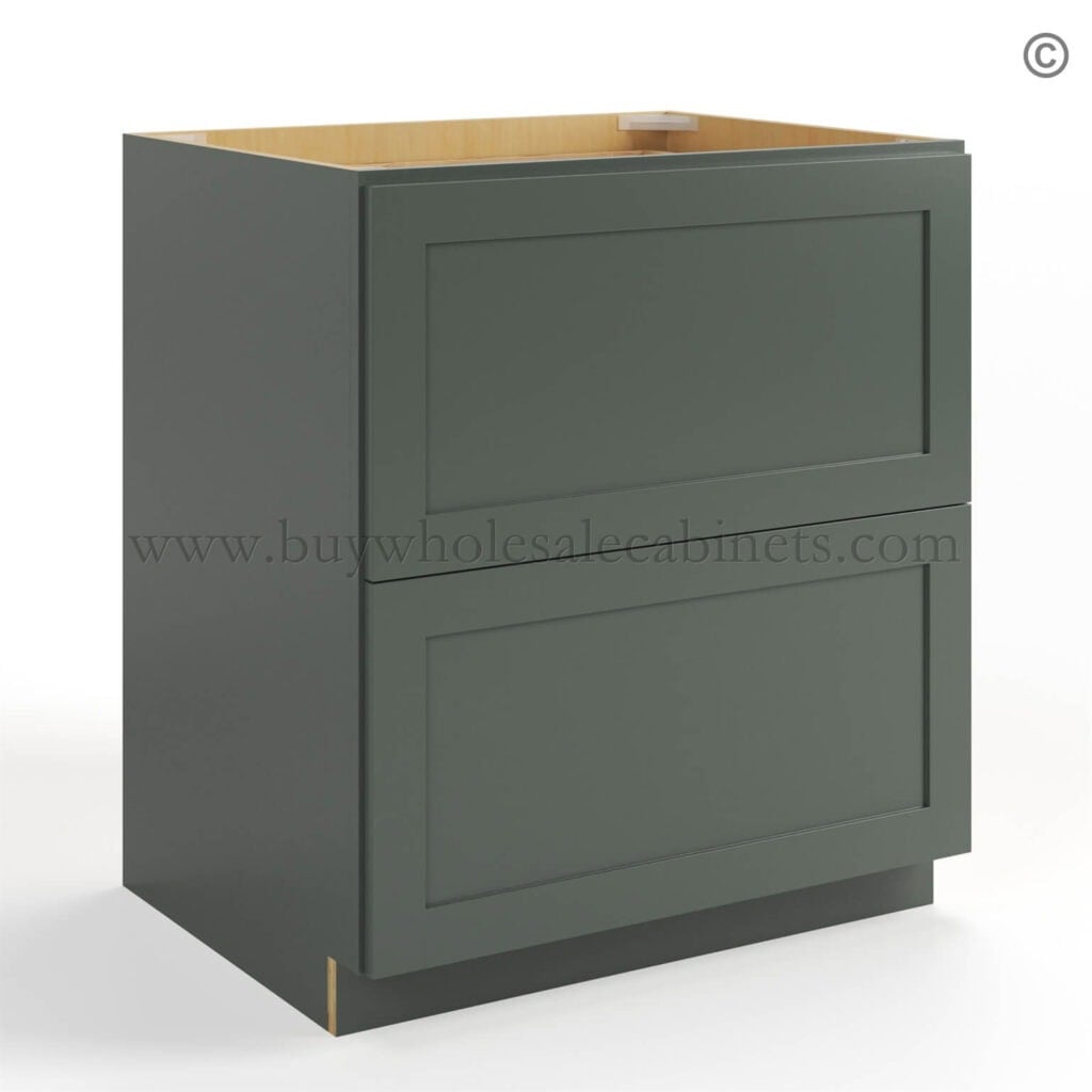 Green Shaker Two Drawer Base, rta cabinets