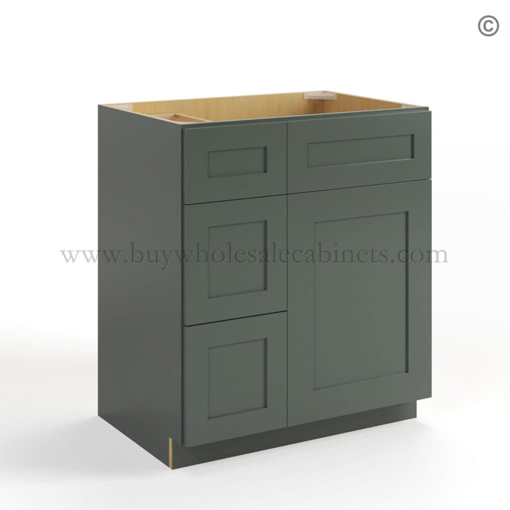 Green Shaker 30 W Vanity Combo with Drawers, rta cabinets
