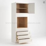 Charleston White Raised Panel 30" W Double Door Oven Pantry Cabinet with Three Drawers - Image 2