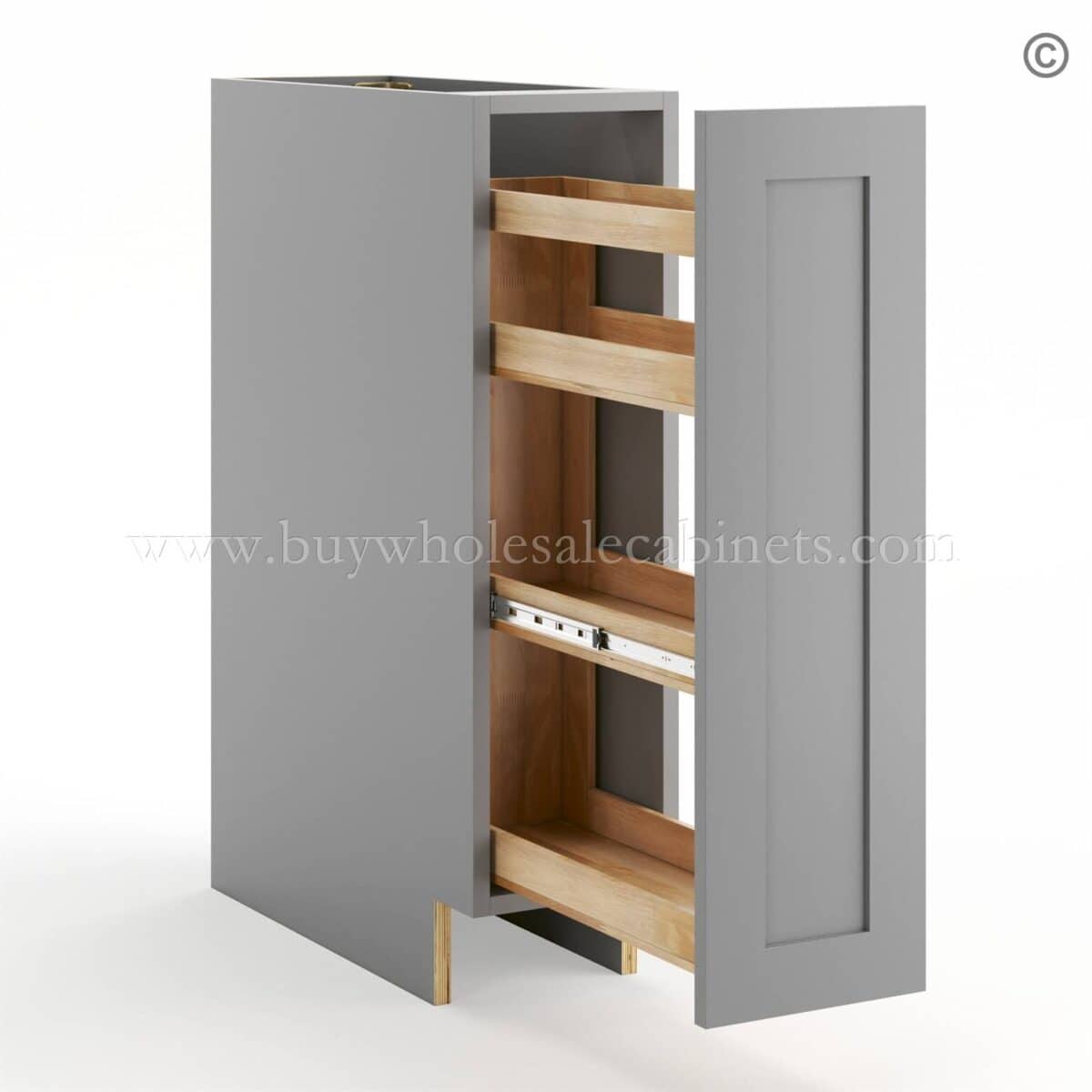 Frameless Graphite Gray Base Spice Rack Pull Out - 1 Full Height Door - Image 2