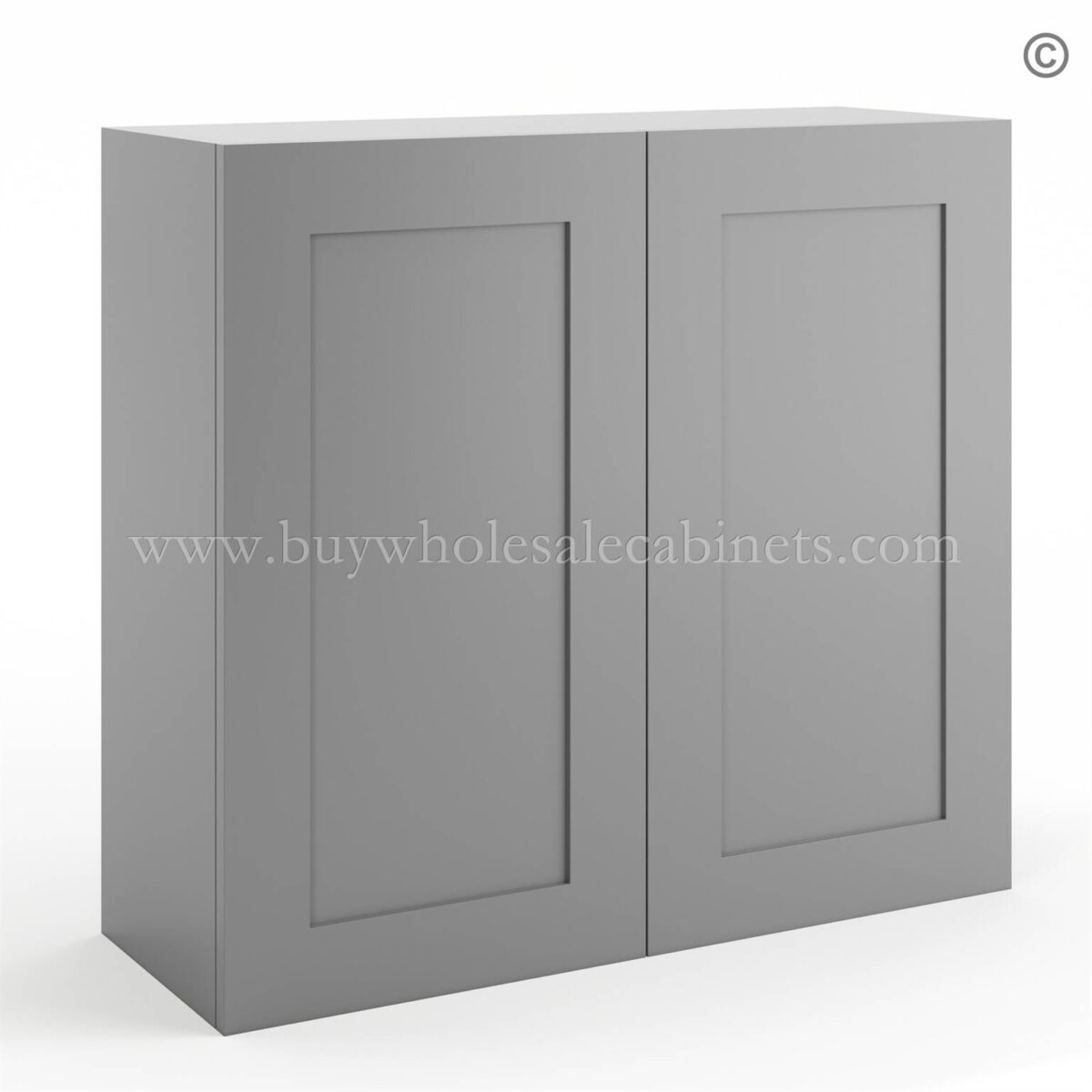 Frameless Graphite Gray 30" Tall Wall Cabinet - 2 Doors 2 Shelves - Image 1