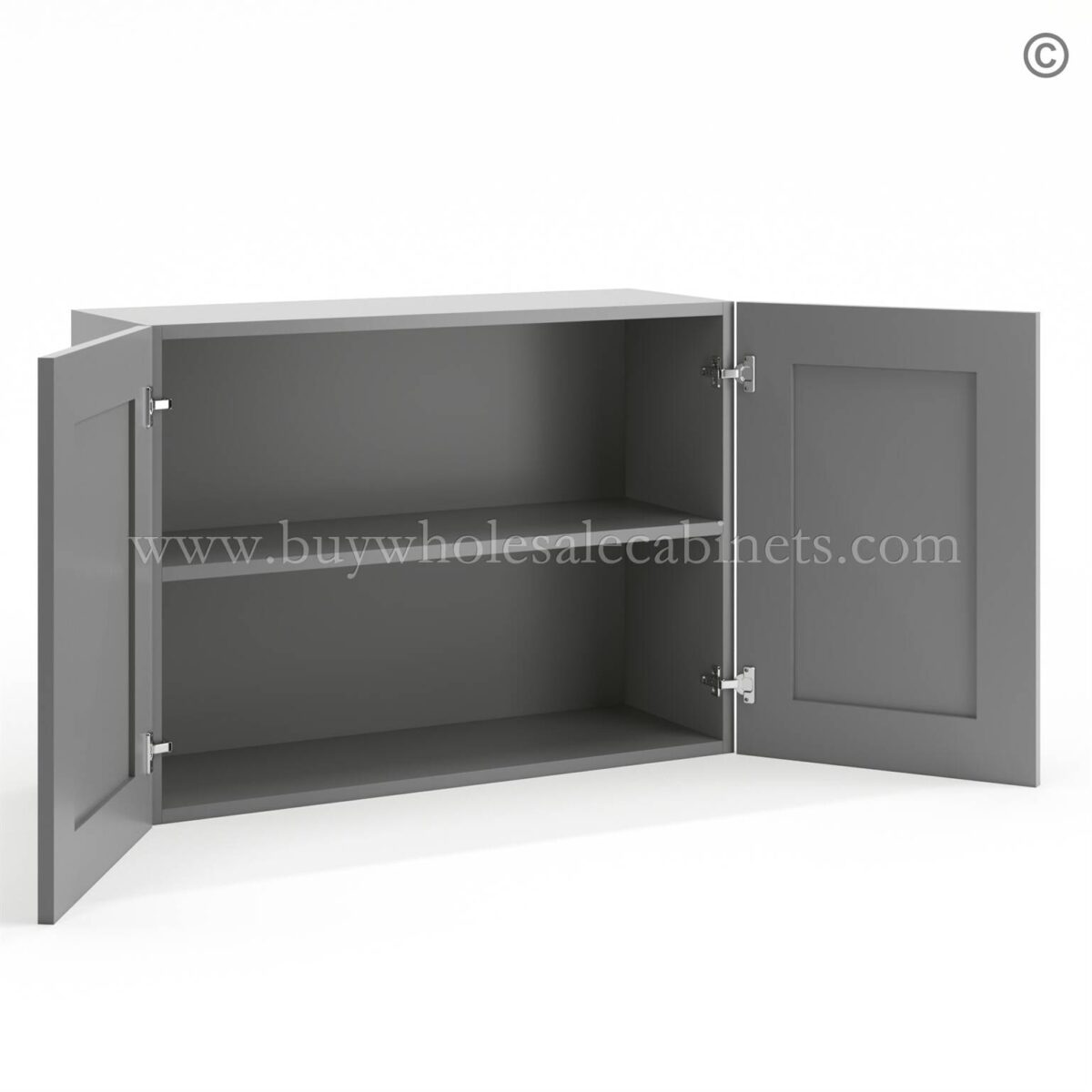 Frameless Graphite Gray 24" Deep Wall Cabinet - 2 Doors 1 Shelf - Image 2