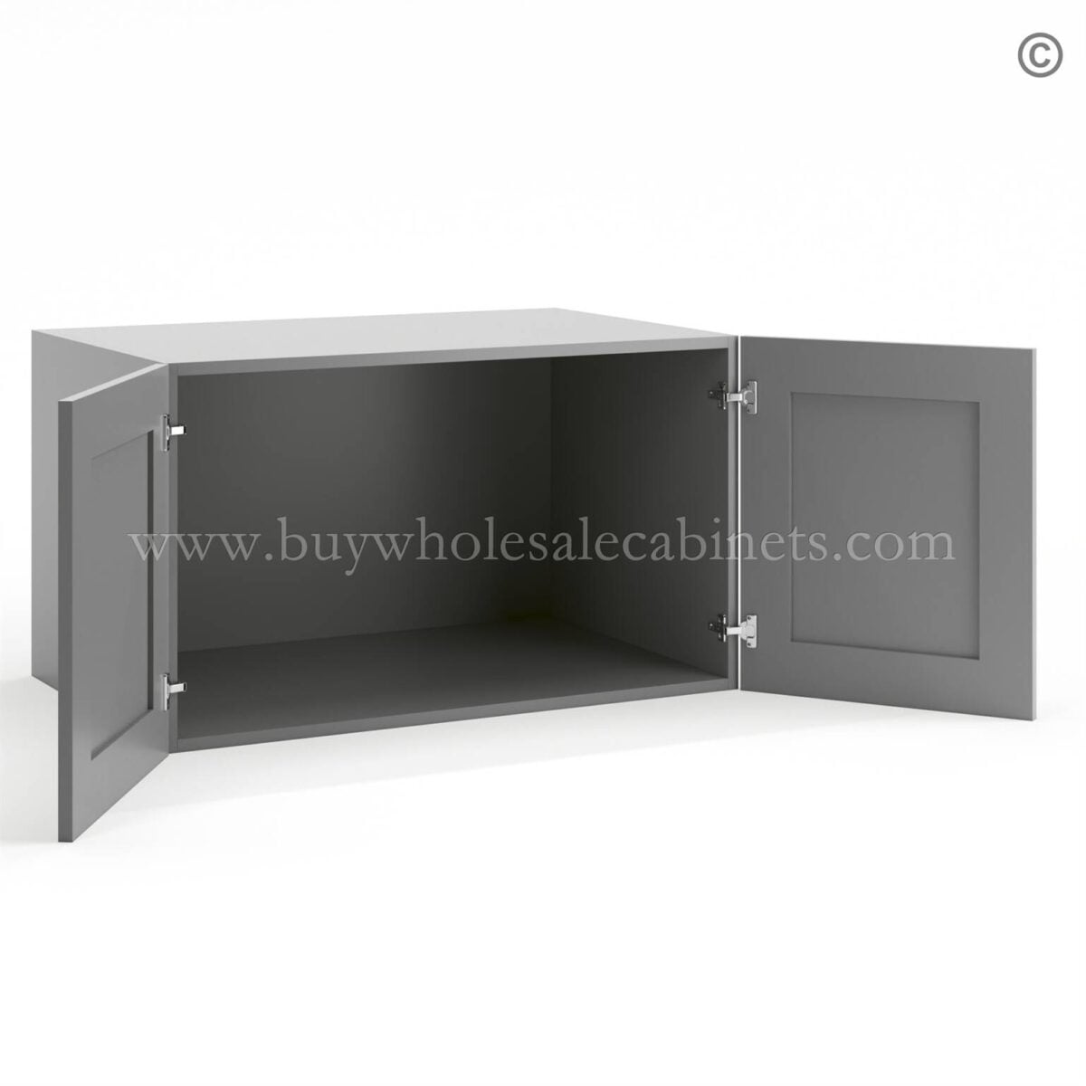 Frameless Graphite Gray 24" Deep Wall Cabinet - 2 Doors No Shelf - Image 2