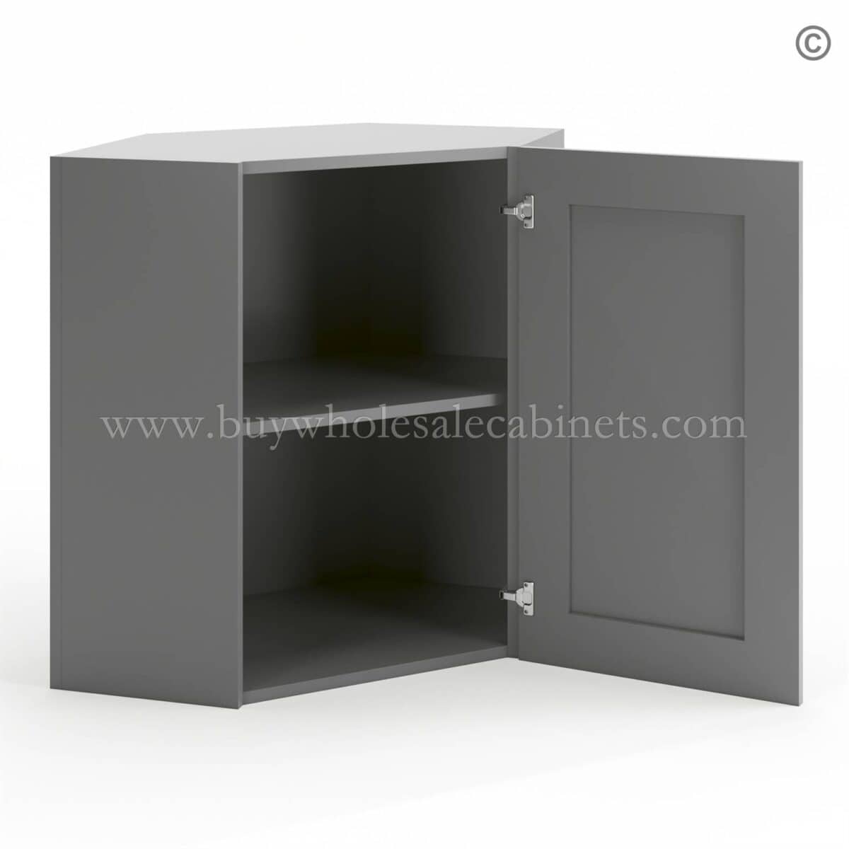 Frameless Graphite Gray 24" Wide Wall Diagonal Door - 1 Door, 1 Shelf - Image 2