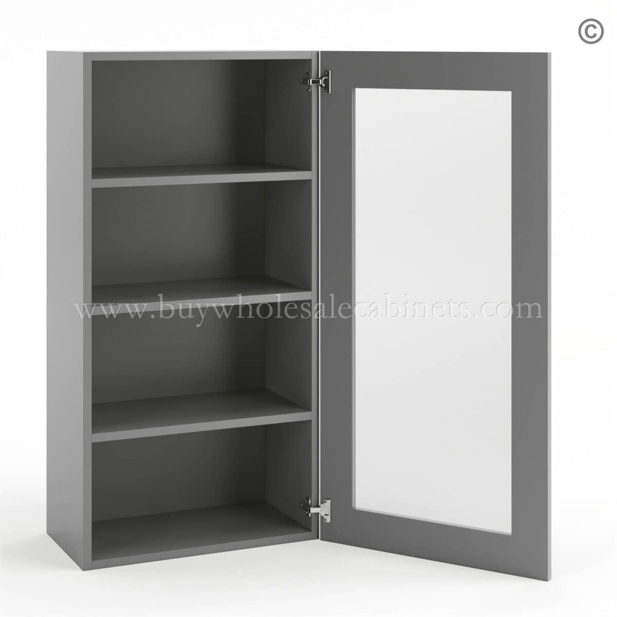Frameless Graphite Gray Wall Mullion Door - 1 Door 3 Shelves - Glass And Clips Not Included. - Image 4