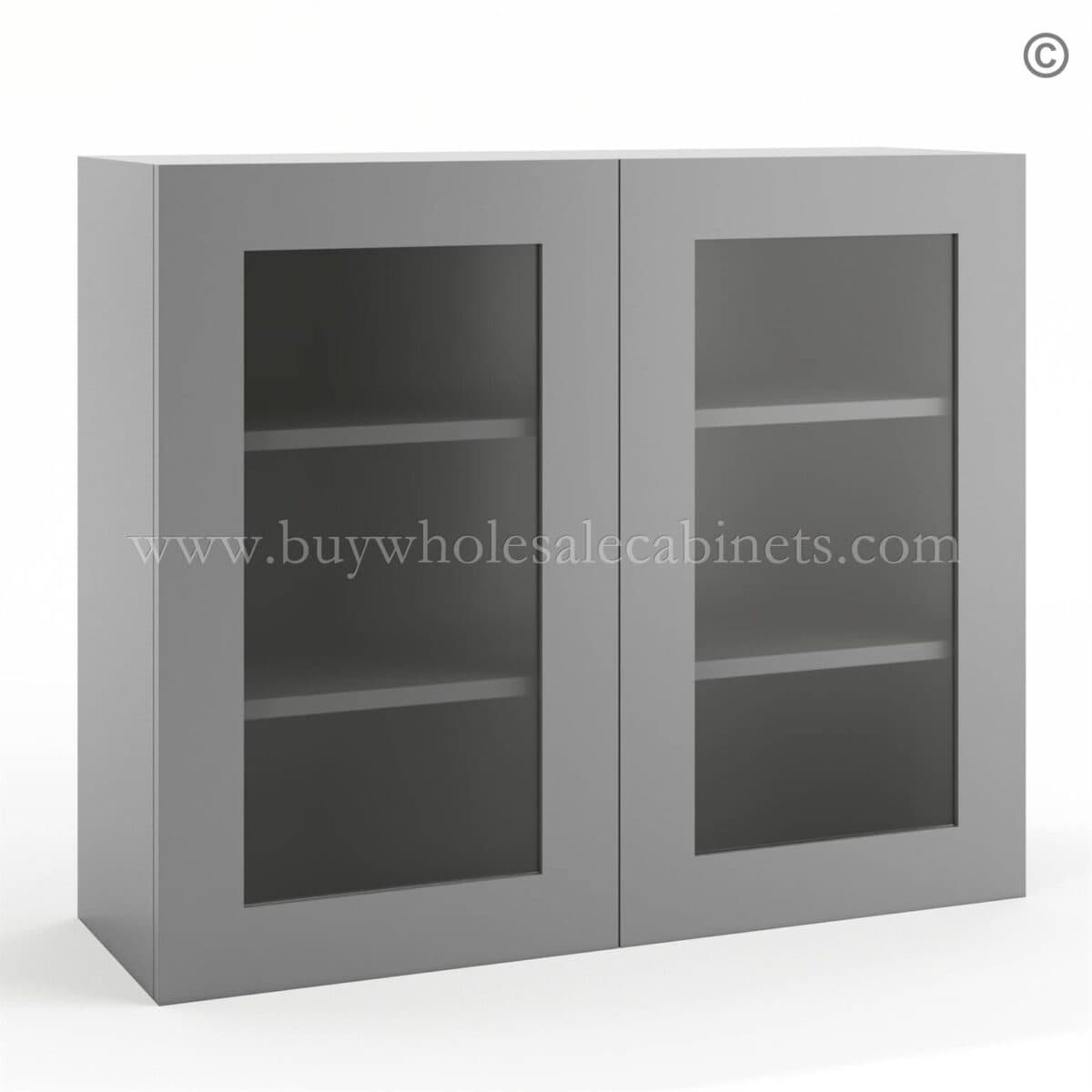 Frameless Graphite Gray Wall Mullion Door 30"H - 2 Door 2 Shelves - Glass And Clips Not Included. - Image 3