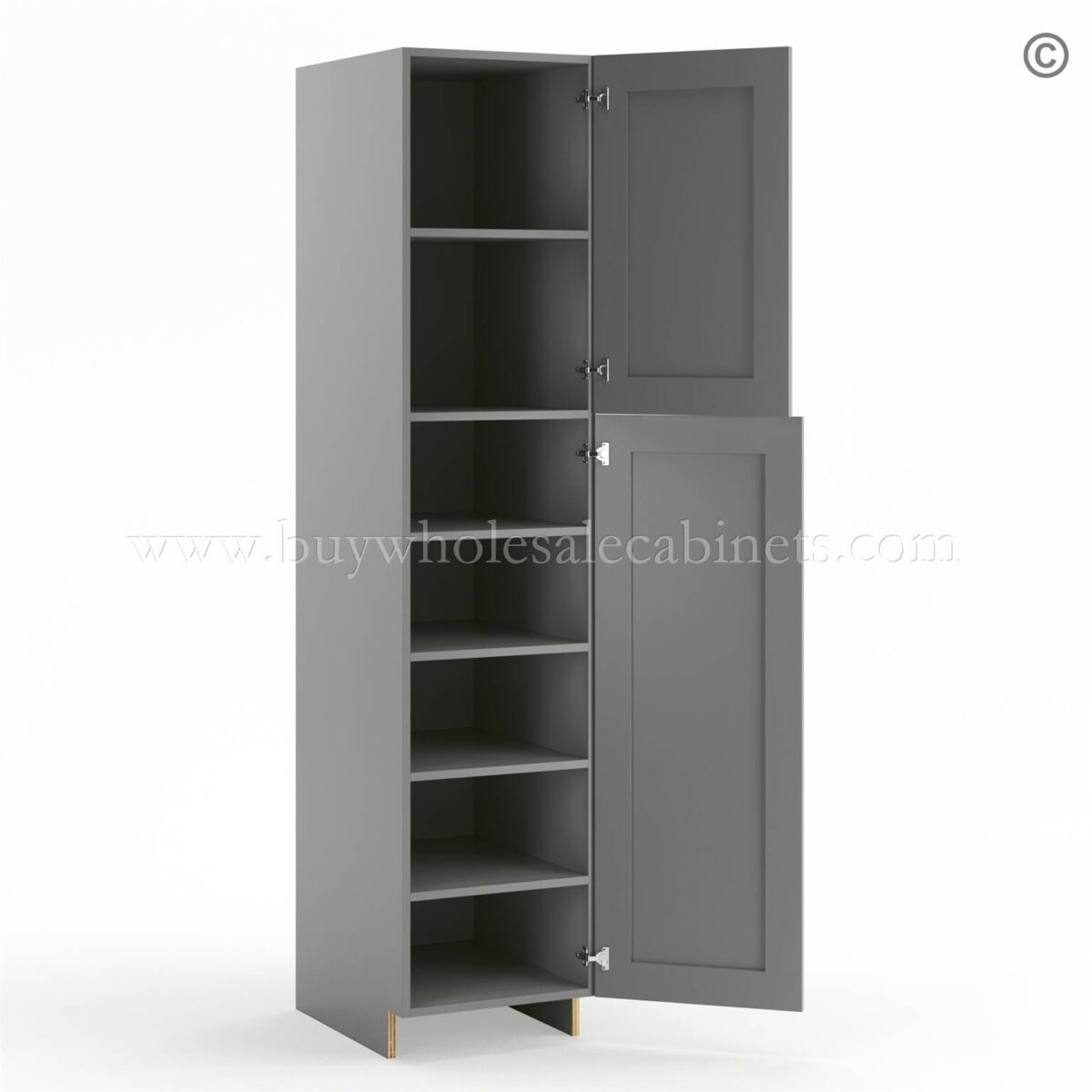 Frameless Graphite Gray Pantry Cabinet - Single Door - Image 2