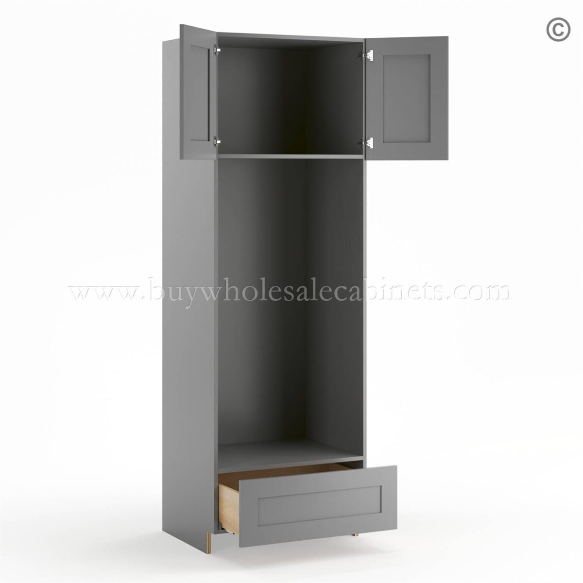 Frameless Graphite Gray Double Oven Cabinet - Image 2