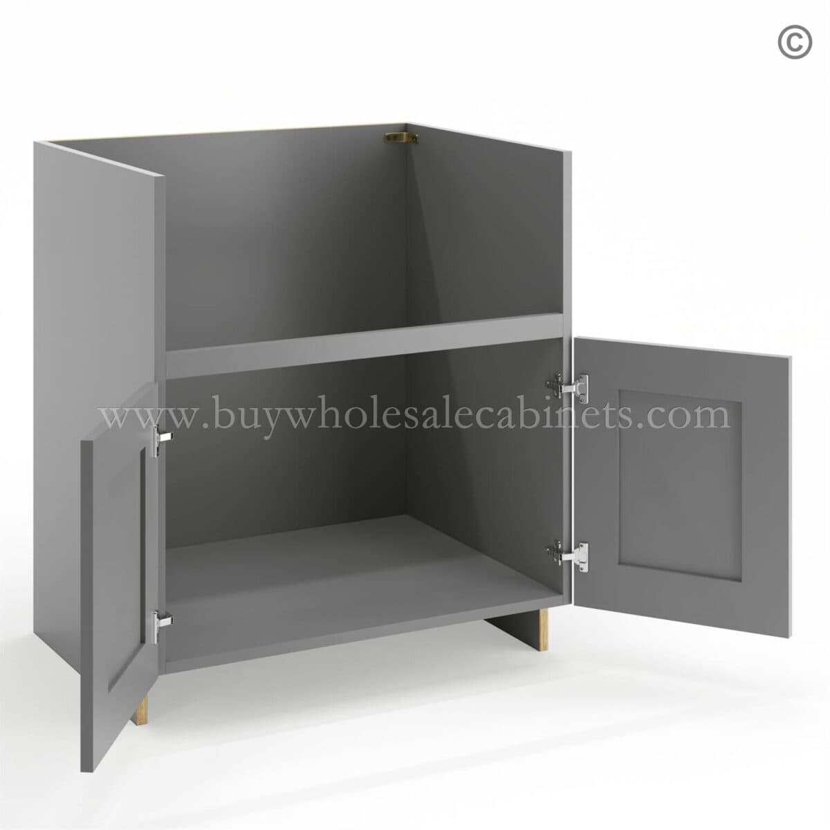 Frameless Graphite Gray Farm Sink Base Cabinet - 2 Doors - Image 2
