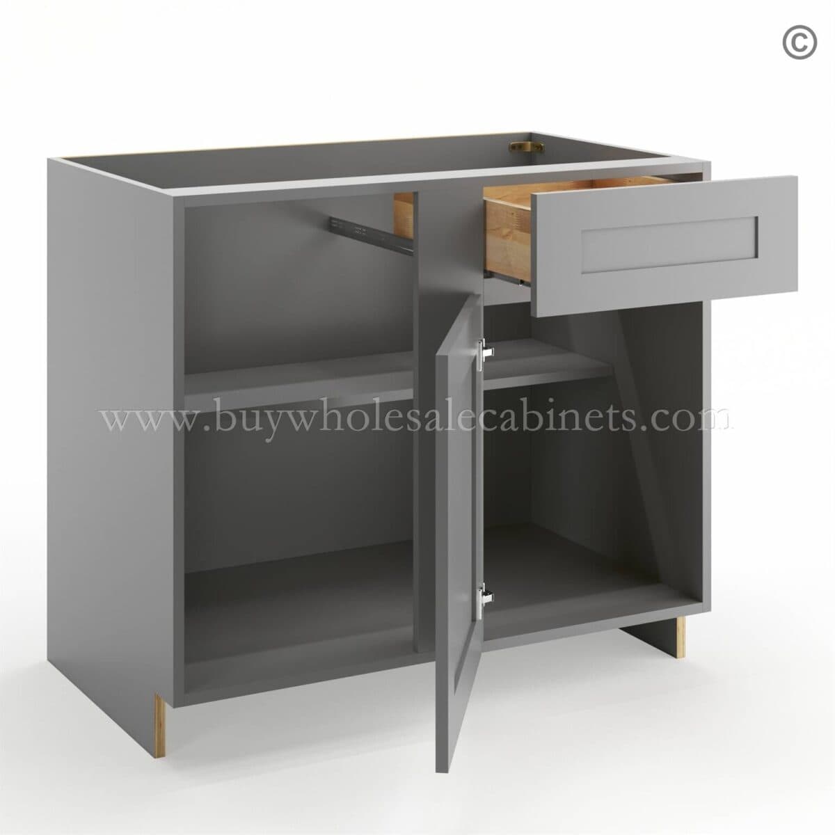 Frameless Graphite Gray Base Blind Cabinet - Image 2