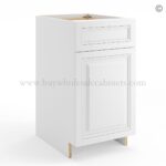 Frameless White Deco Base Cabinet - 1 Drawer, 1 Door, 1 Shelf