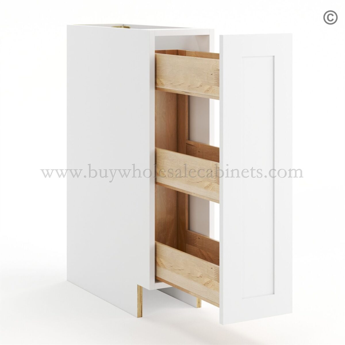 Frameless Modern White Shaker Base Spice Rack Pull Out - 1 Full Height Door - Image 2