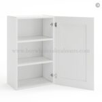 Frameless Modern White Shaker 30" Tall Deep Wall Cabinet - 1 Door 2 Shelves - Image 2