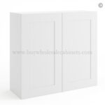 Frameless Modern White Shaker 30" Tall Wall Cabinet - 2 Doors 2 Shelves