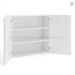 Frameless Modern White Shaker 30" Tall Wall Cabinet - 2 Doors 2 Shelves - Image 2