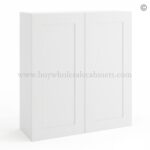 Frameless Modern White Shaker 36" Tall Wall Cabinet - 2 Doors 2 Shelves