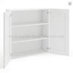 Frameless Modern White Shaker 36" Tall Wall Cabinet - 2 Doors 2 Shelves - Image 2