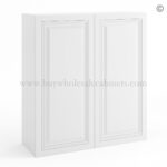 Frameless White Deco 36" Tall Wall Cabinet - 2 Doors 2 Shelves