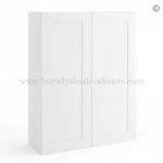 Frameless Modern White Shaker 42" Tall Wall Cabinet - 2 Doors 3 Shelves