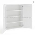 Frameless Modern White Shaker 42" Tall Wall Cabinet - 2 Doors 3 Shelves - Image 2